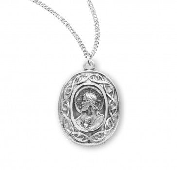 Sterling Silver Christ With Crown Of Thorns 18" chain