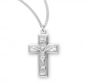 Sterling Silver Small Wide Crucifix 18" chain