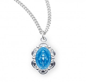 SS Small Miraculous Medal Blue 18"