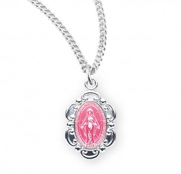 SS Small Miraculous Medal Pink 18"