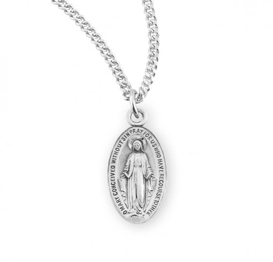 Sterling Silver Miraculous Medal - Small Oval