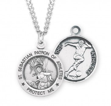 Sterling Silver Saint Sebastian Soccer Player boy