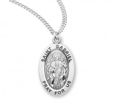 Patron Saint Gabriel Oval Sterling Silver Medal