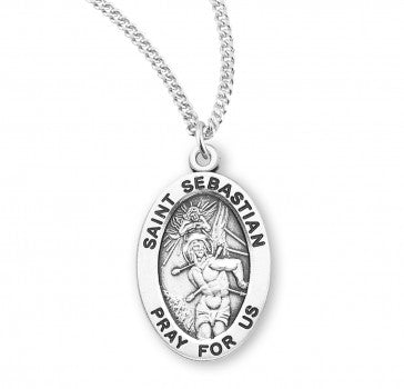 Sterling Silver Saint Sebastian Oval Medal