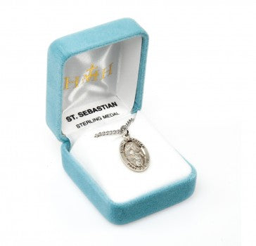 Sterling Silver Saint Sebastian Oval Medal