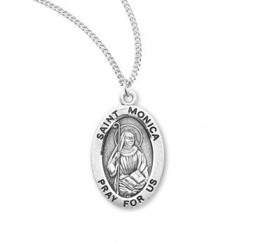 Saint Monica Oval Sterling Silver Medal