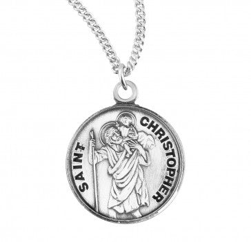 Sterling Silver St Christopher Round Medal