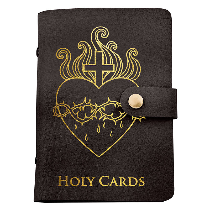 Holy Card Holder Dark Brown Sacred Heart