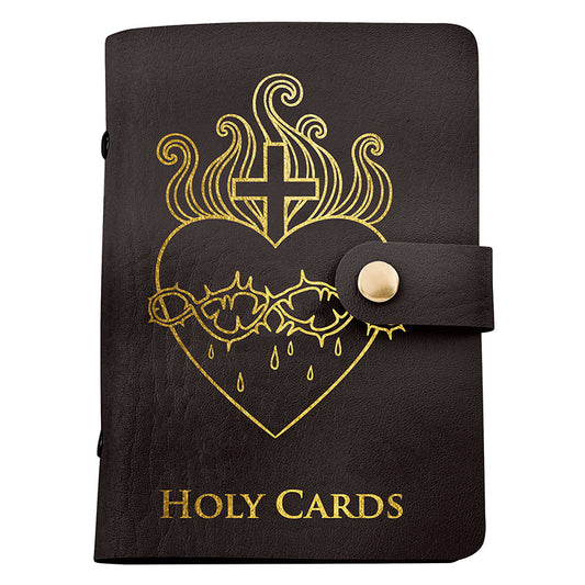 Holy Card Holder Dark Brown Sacred Heart