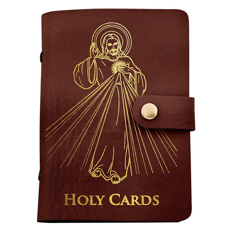 Holy Card Holder Brown Divine Mercy