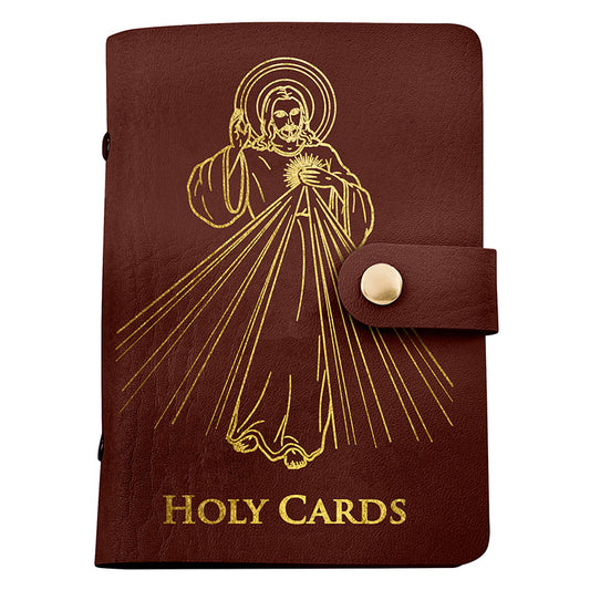 Holy Card Holder Brown Divine Mercy