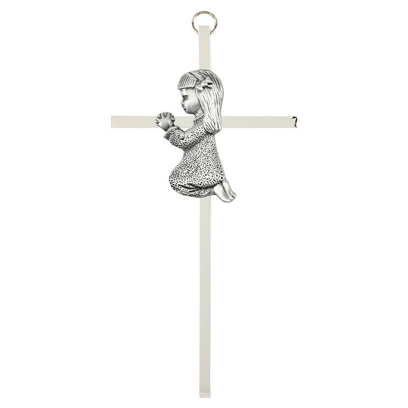 Praying Girl Metal Wall Cross