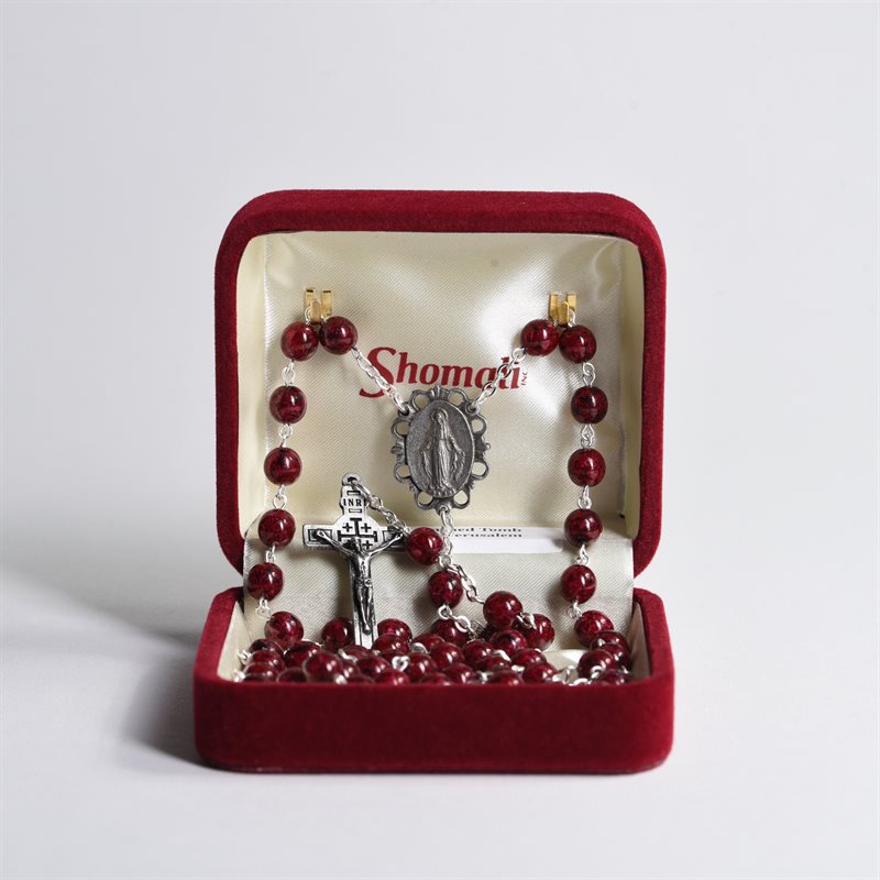 Relic from The Holy Land Rosary in velvet Box