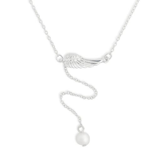 Dainty Wing Silver Necklace 16 in.