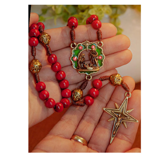 NATIVITY ROSARY WITH LAMINATED PRAYER CARD