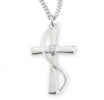 Sterling Silver Single Set Crystal Zircon Cross