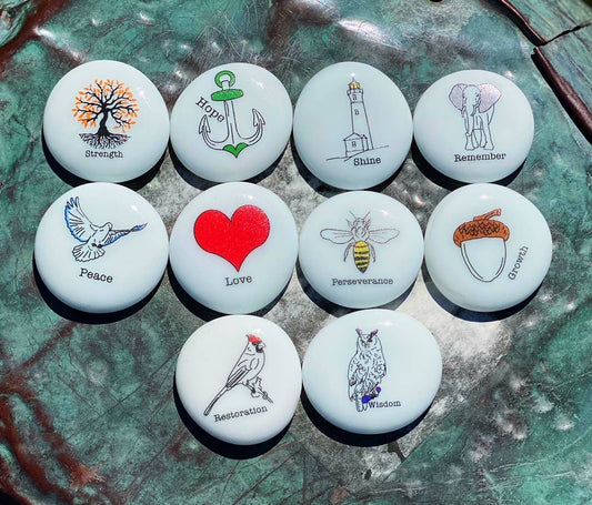 Action Imprinted Word Stones - 10 Words Available