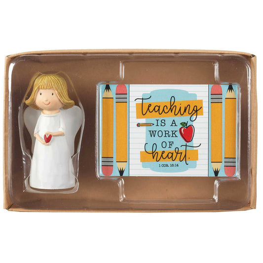 Angel Figurine w/ card: Teaching Is A Work of Heart
