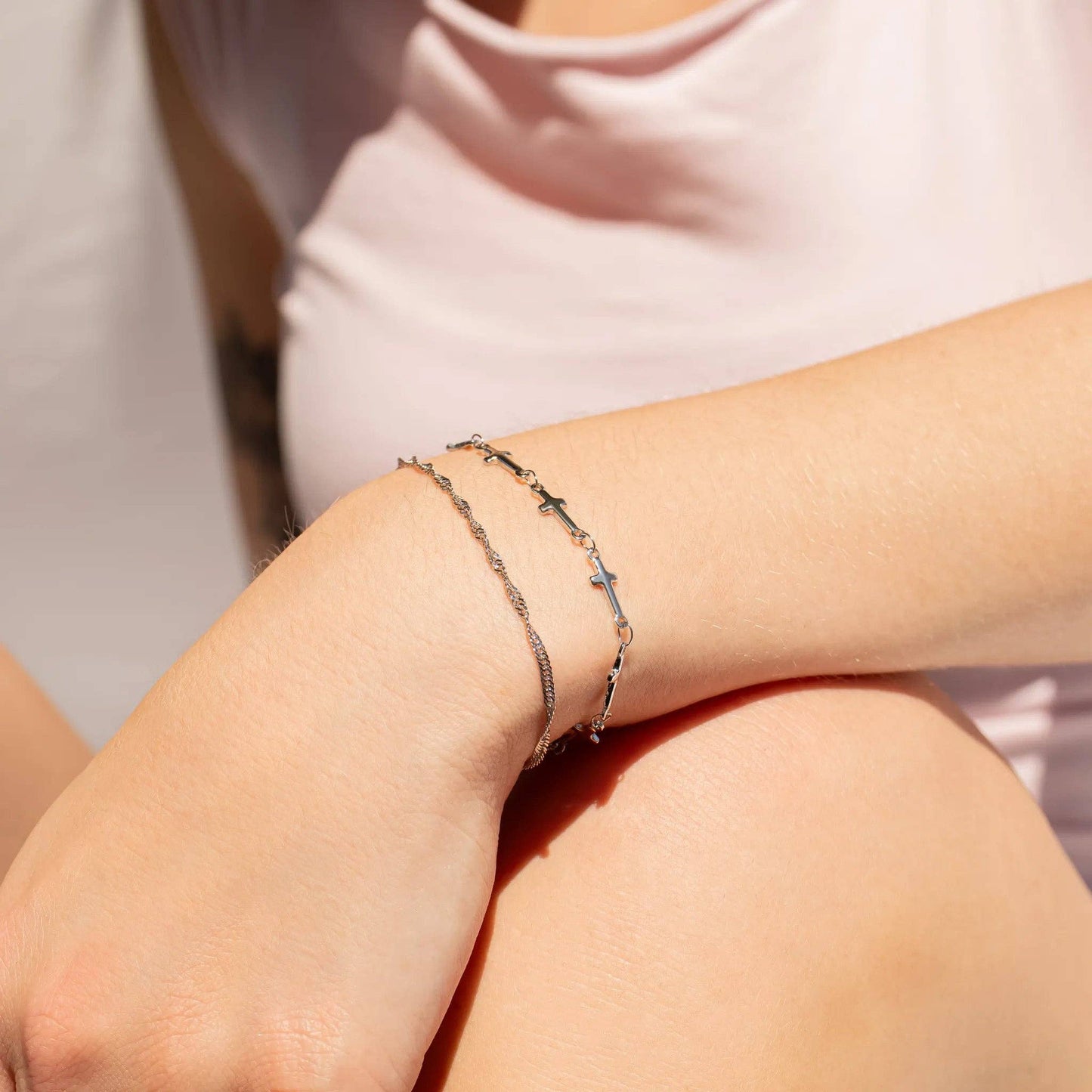 Stainless Steel Cross Chain Bracelet