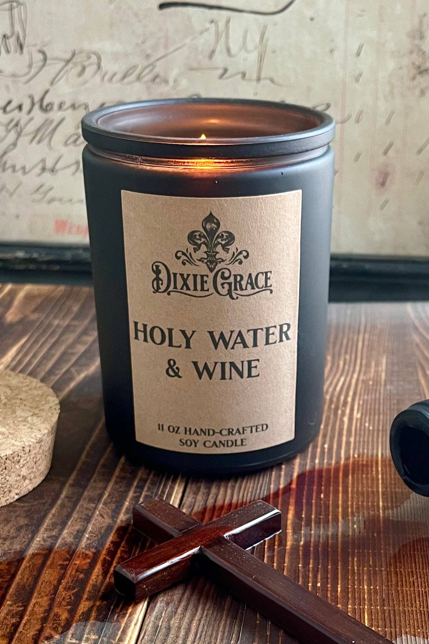 Holy Water & Wine - 11 oz Glass Candle - Cotton Wick