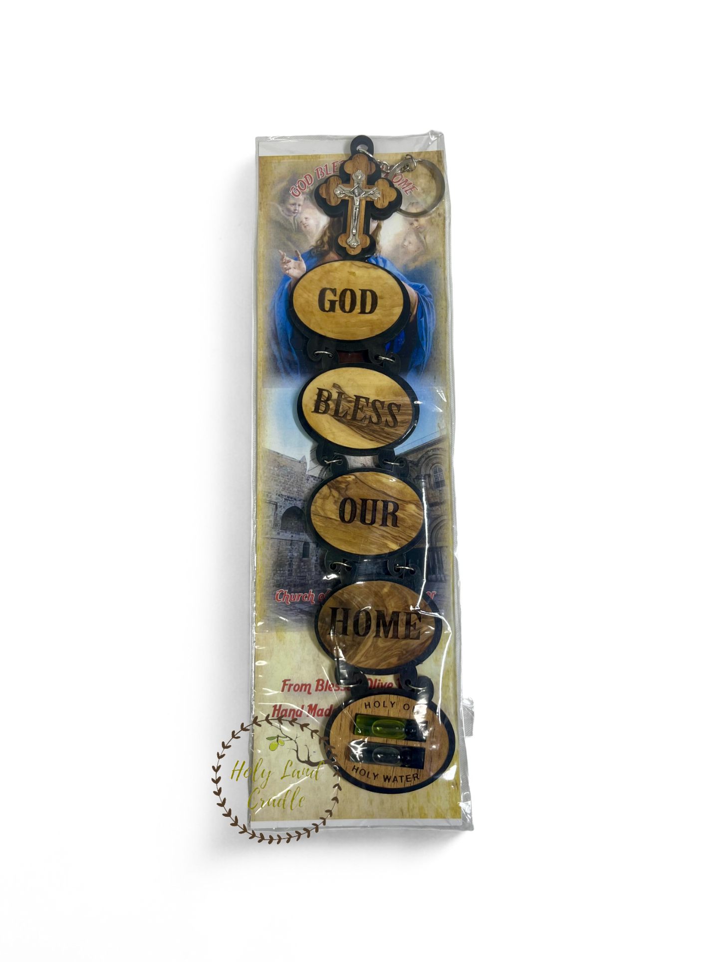 Olive Wood "God Bless Our Home"
