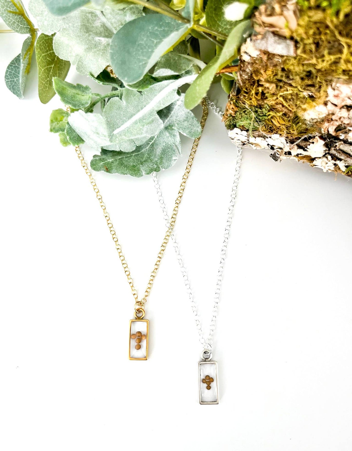 Rectangle Mustard Seed Necklace