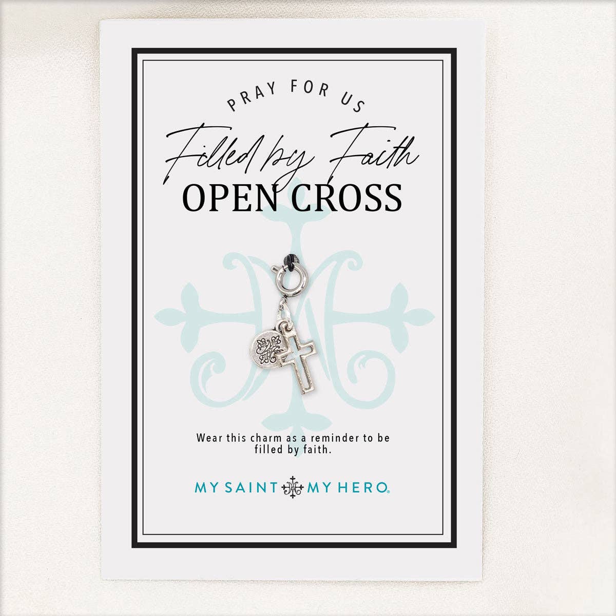 Filled by Faith Open Cross Charm - Medium, Silver