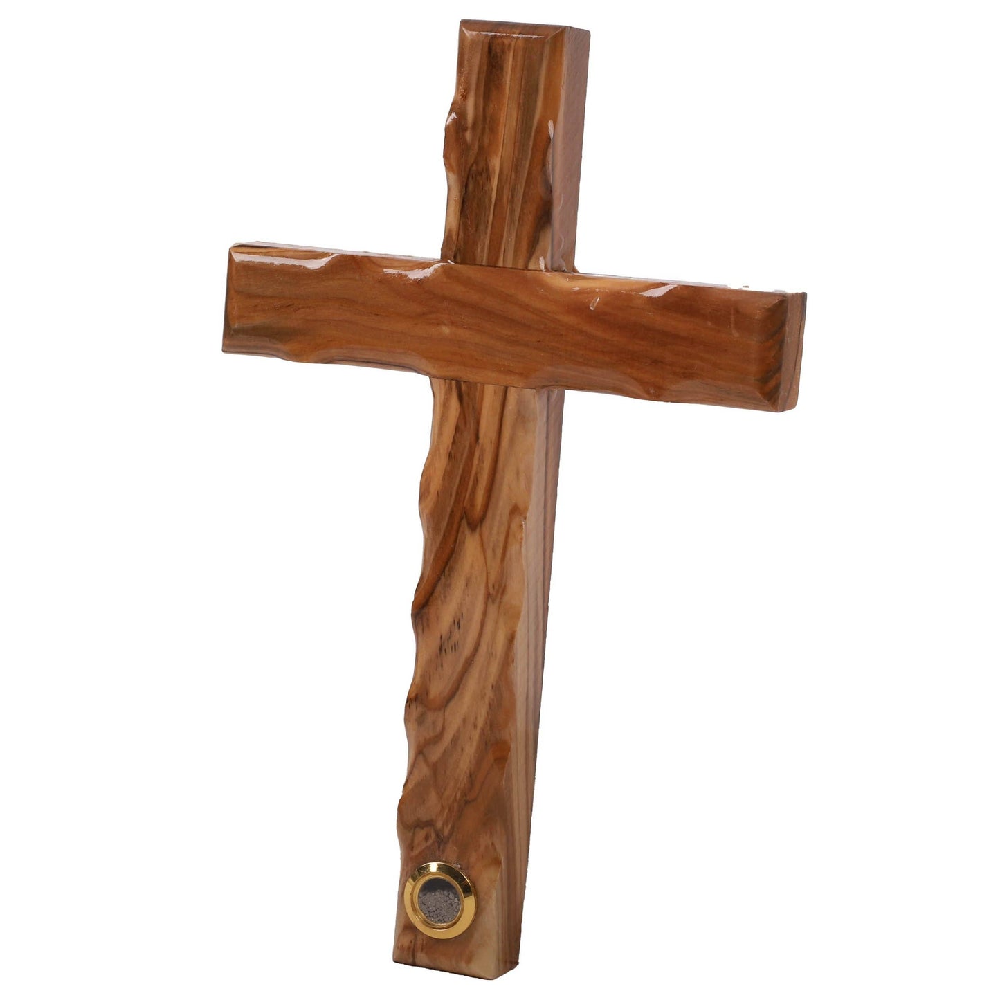 Cross Wood Olive And Soil Vial