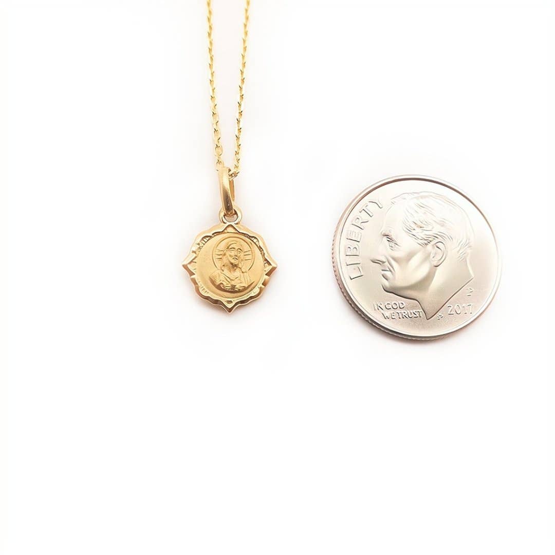 Gold Basilica Guadalupe Mini Scapular Pendant Necklace 18-inch