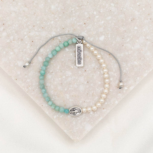 Mother Mary, Mother Me Bracelet-Silver/Rose Quartz