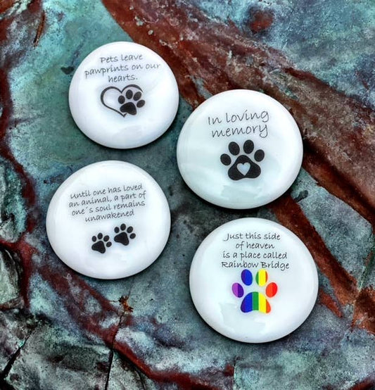 Pet Grief Memorial Imprinted Glass Word Stones