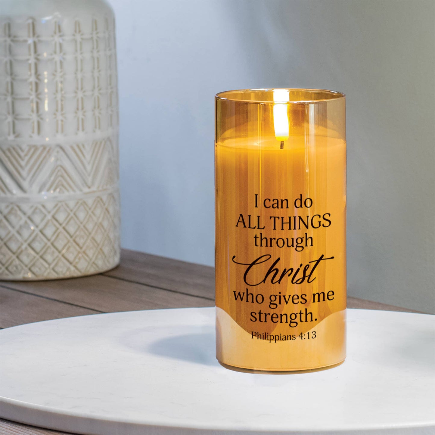 LED Candle I Can Do All Phil 4:13 6in