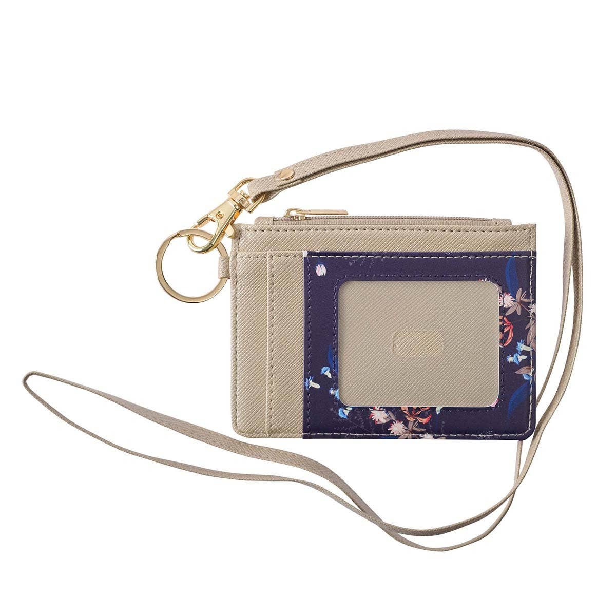 Seek First Taupe and Navy Faux Leather ID Card Holder - Matt