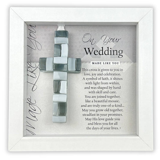 Handmade Mosaic Glass Cross Wedding Day Gift Frame