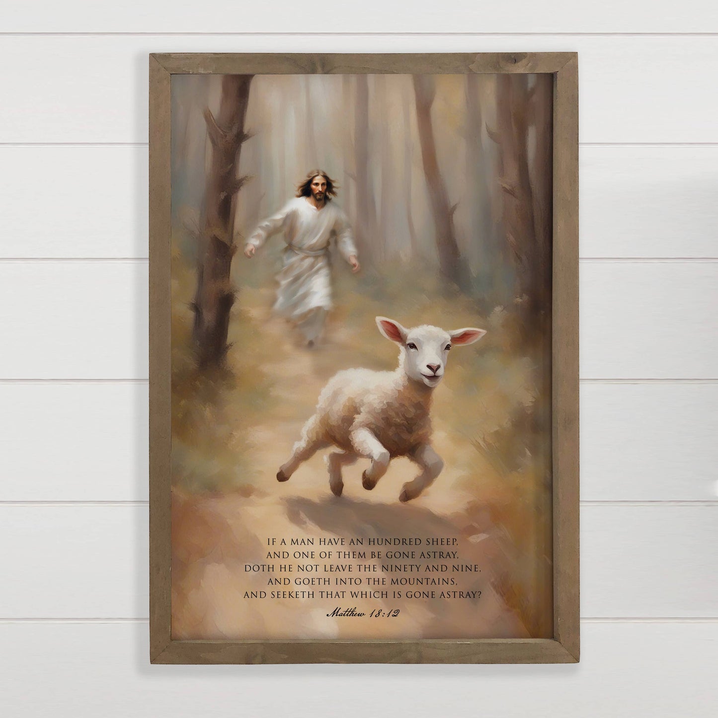 Jesus Chasing the Lost Sheep - Scripture Wall Art