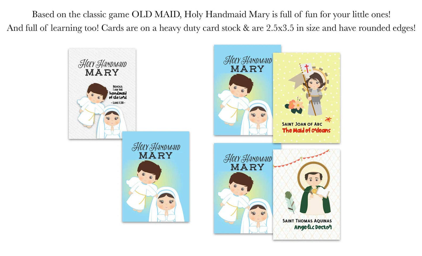 Holy Handmaid Mary Card Game Set. Set of 21 Saint Cards for Matching Game. First Communion Gift. Catholic Gift. Saint card matching game