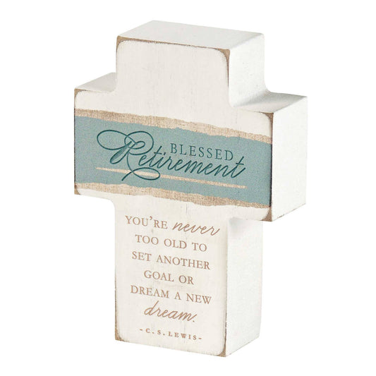 Tabletop Plaque Cross Blessed Retirement 2.75x4