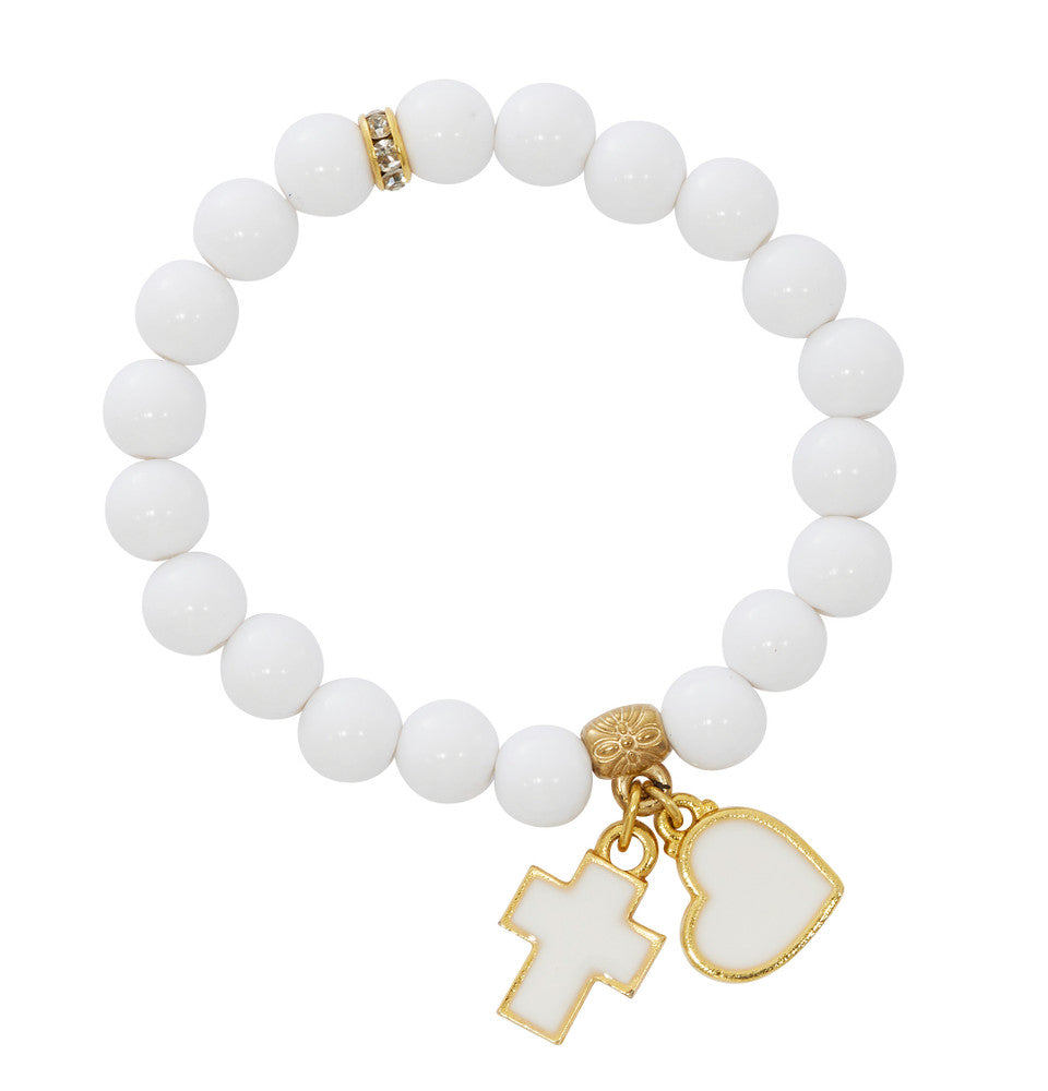 WHITE ACRYLIC STRETCH BRACELET