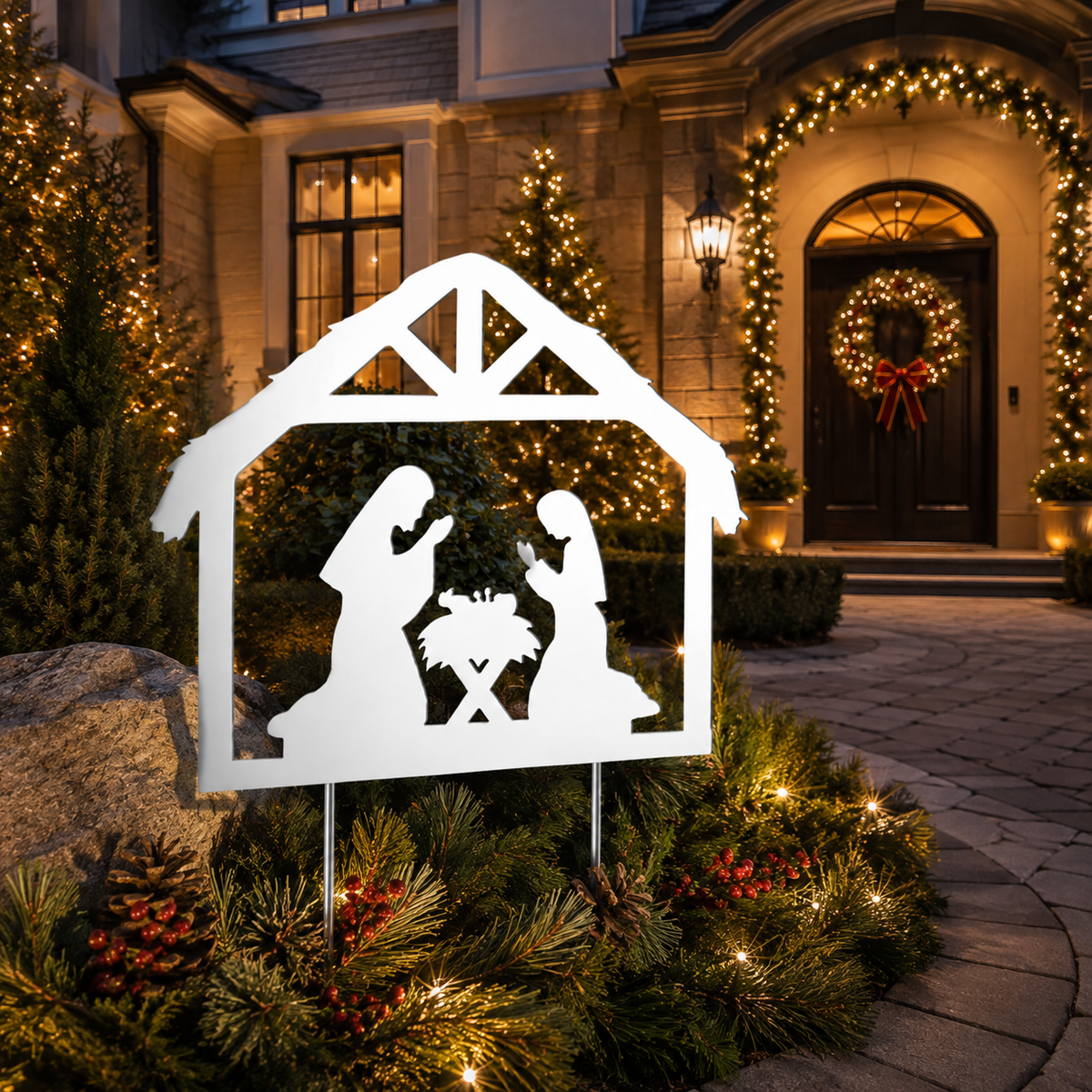Outdoor Nativity Scene, Holy Family PVC Yard Sign, No Assembly