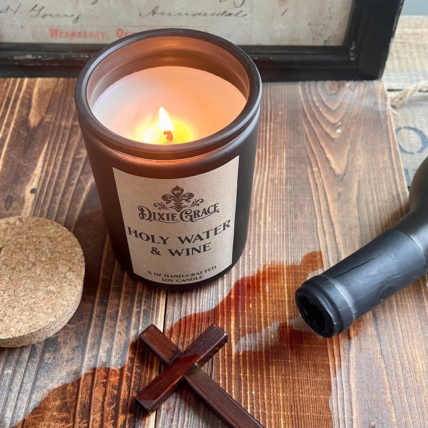 Holy Water & Wine - 11 oz Glass Candle - Cotton Wick