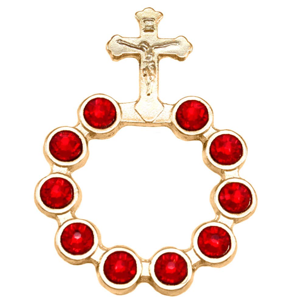 Rosary Swarovski Crystal Red One Decade Finger Rosary