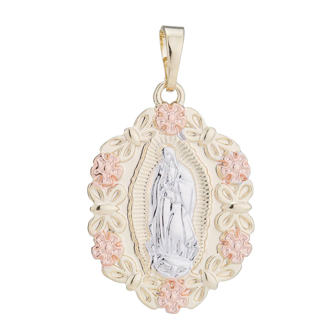 Copyright problem VA-0001355293! Mother Mary Pendant Gold Plated Necklace - Virgin Mary Vintage Pink Rose Pendant - Rose Gold Plated Pendant - Religious Pendant Charms H-205
