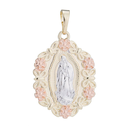 Virgin Mary Vintage Pink Rose Pendant