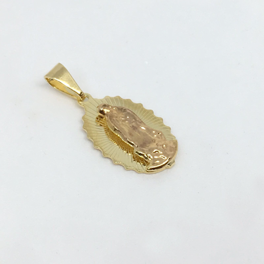 18k Gold Filled Pendant of Lady Of Guadalupe Featuring Rose Gold Detail