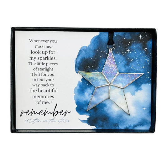 Written in Stars Remembered Memorial Gift  Glass Star 7727