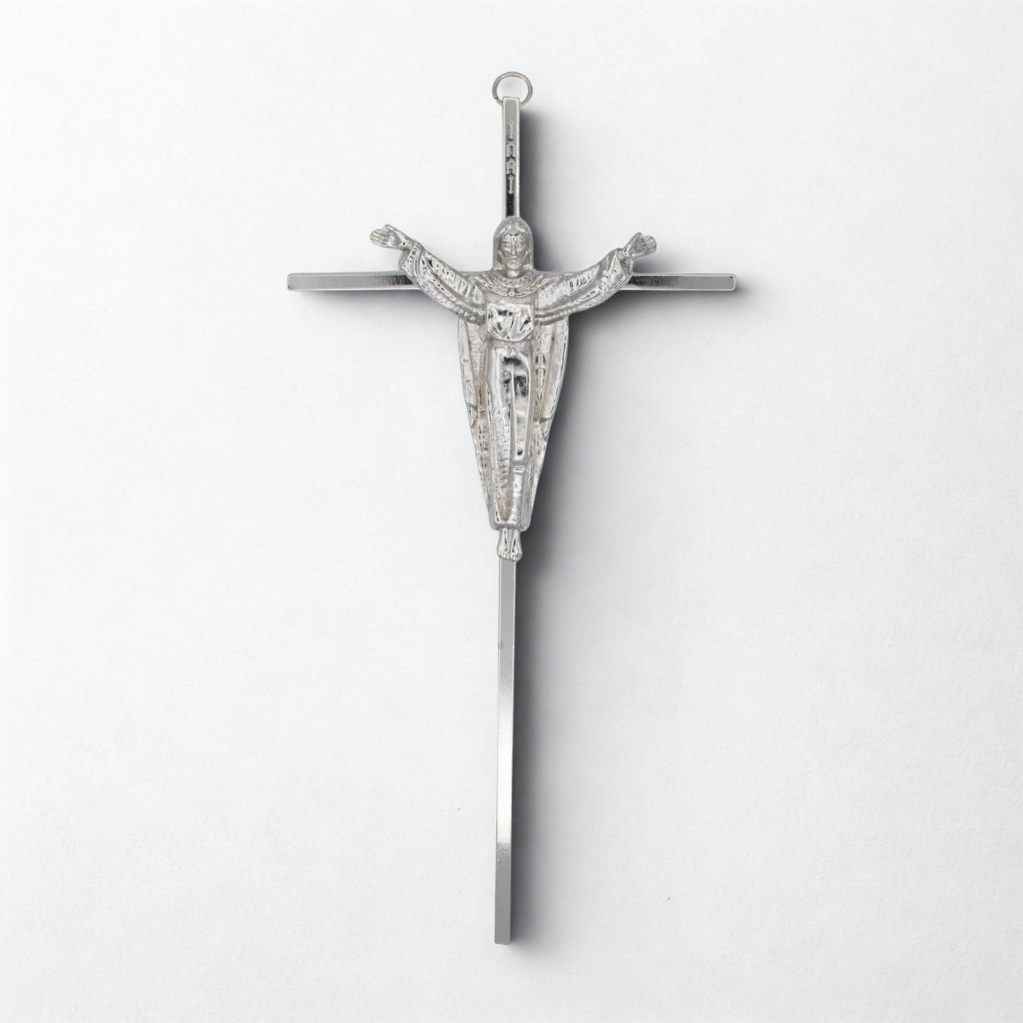 10-Inch Silver Plated Cross with Silver Risen Christ