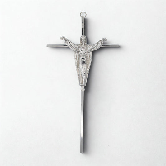10-Inch Silver Plated Cross with Silver Risen Christ
