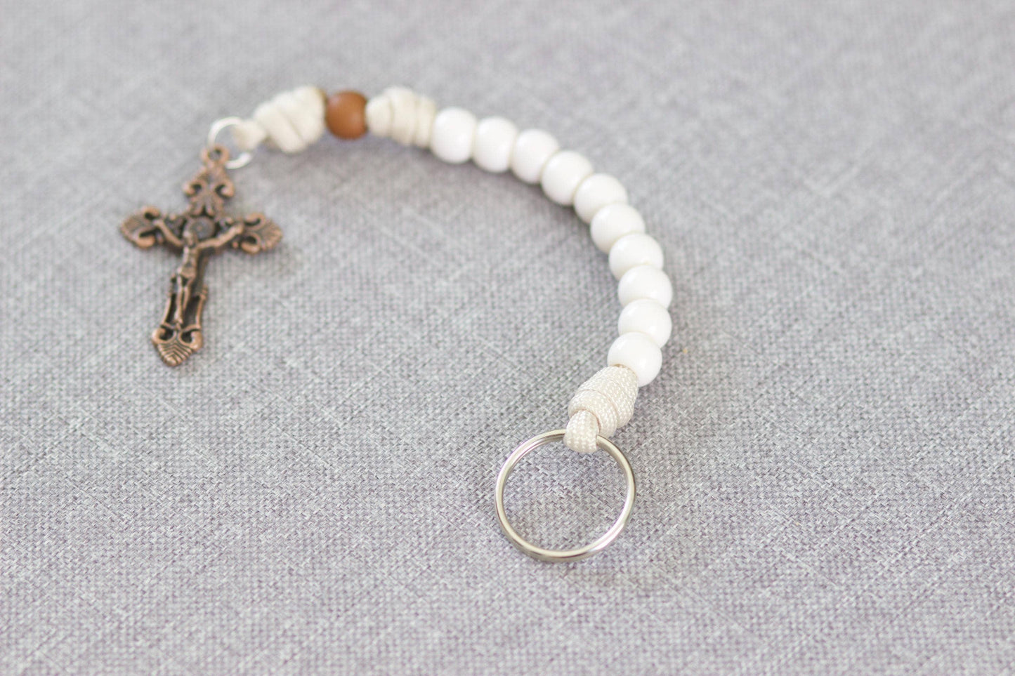 Footprints in the Sand Decade Keychain Rosary