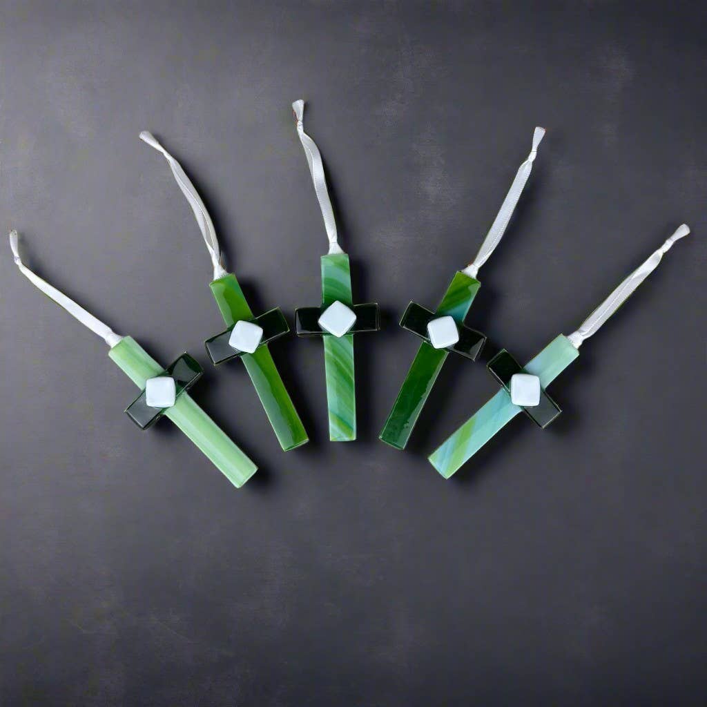 Irish Christmas Blessing Gift USA Handmade Glass Cross 7814