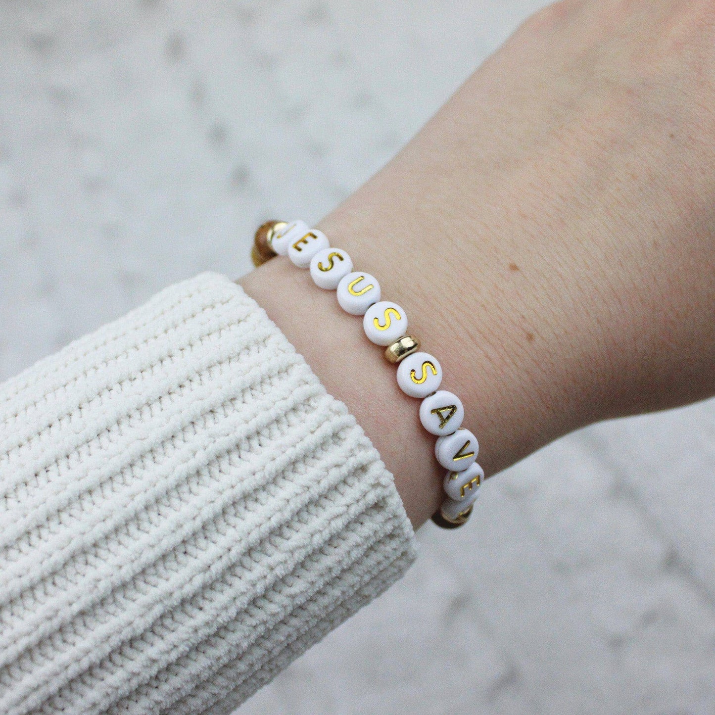 JESUS SAVES Bead & Stone Bracelet
